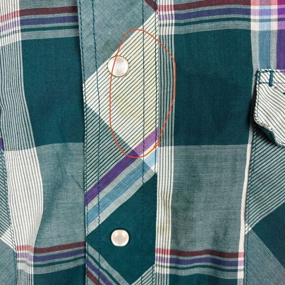 Wrangler Cut Regular Fit X-Long Tails Mens 16x34 Pearl Snap Western Shirt - Picture 5 of 8